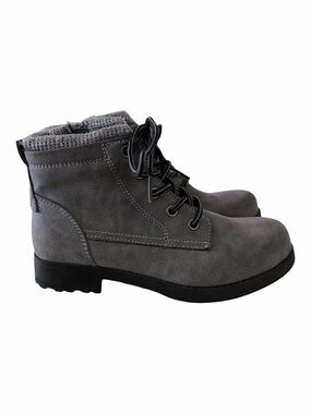 Sporto kids ankle boots, medium gray size 3‎ lace up. Side zipper